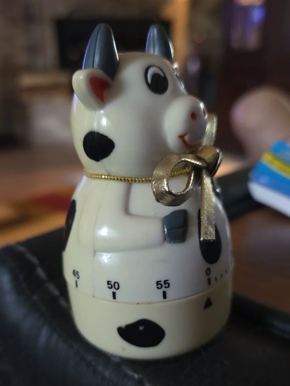 Cow Kitchen Timer - Cute White Cow with Gold Bow
